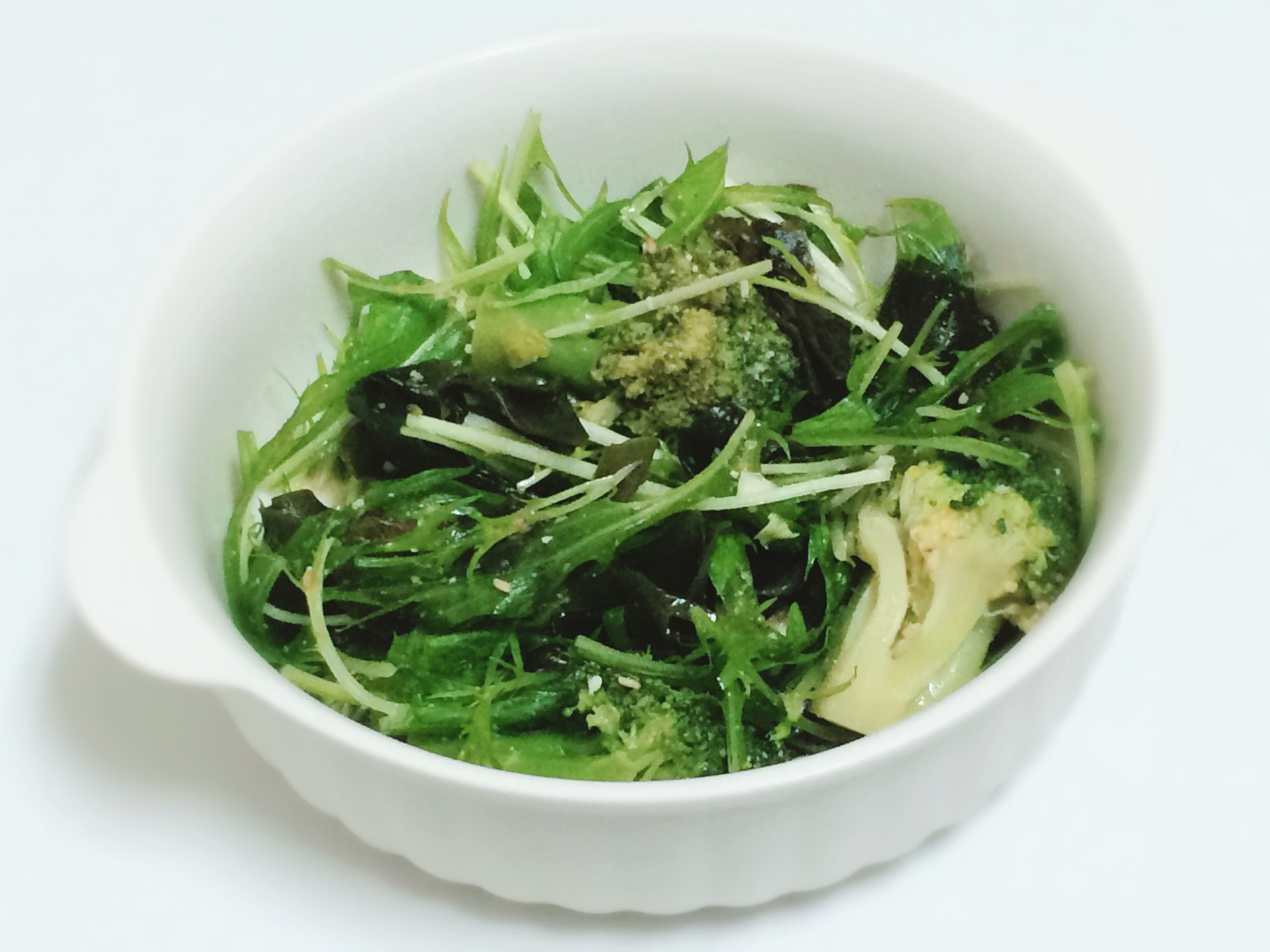 ブロッコリーと水菜のグリーンサラダ