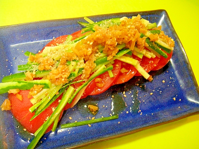 トマトときゅうりのおかず生姜サラダ