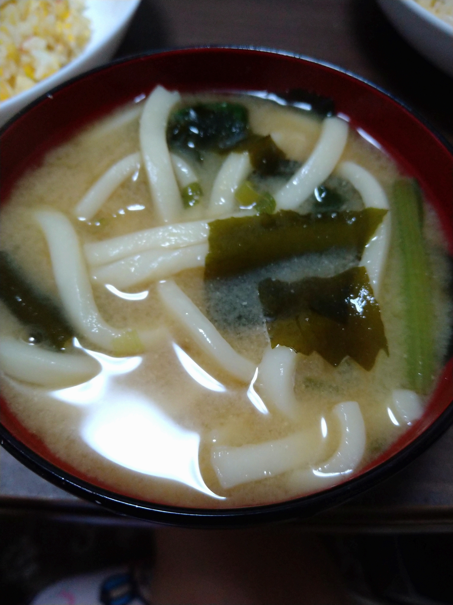 味噌汁にうどん