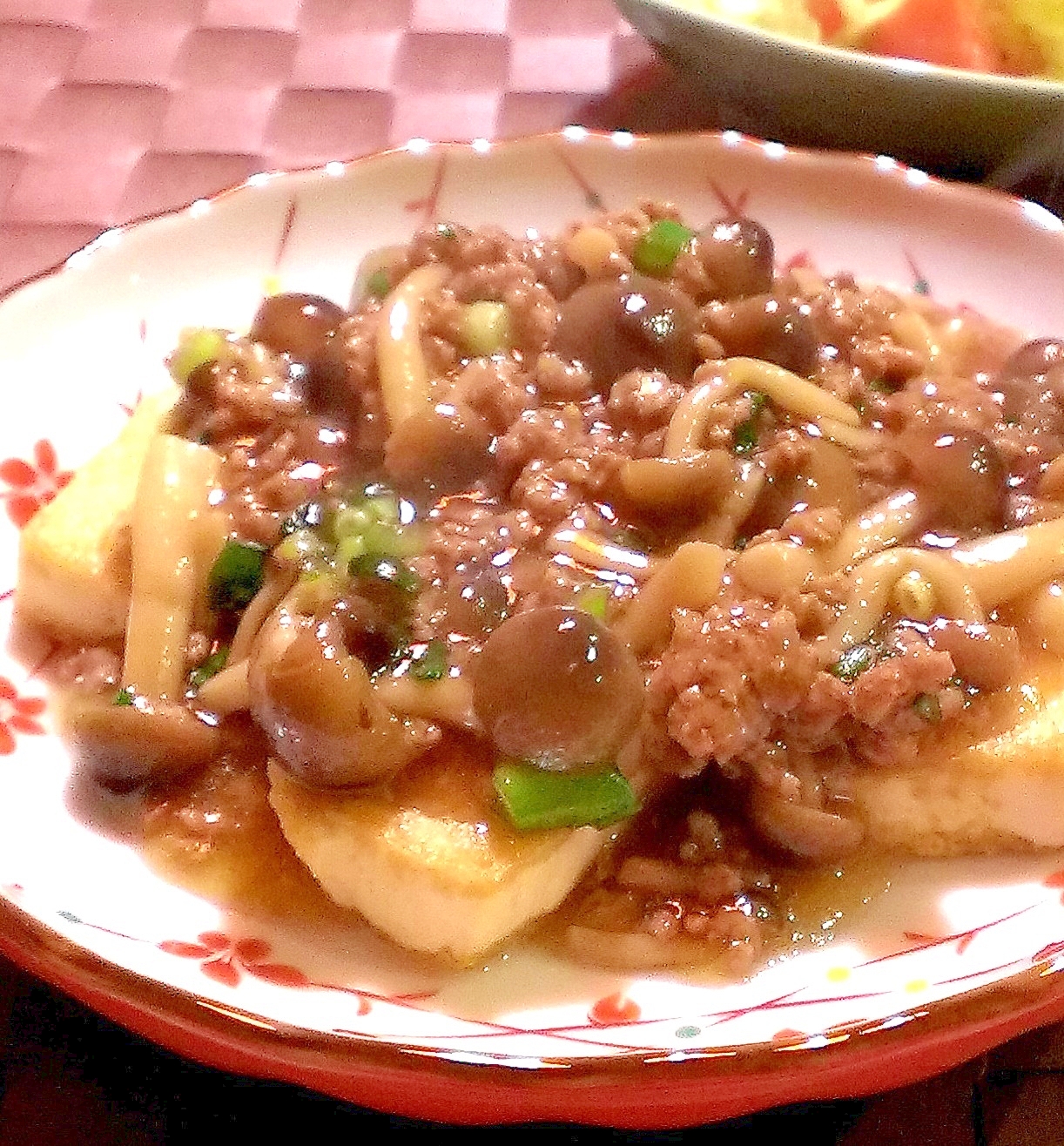 豆腐ソテー しめじのひき肉あんかけ