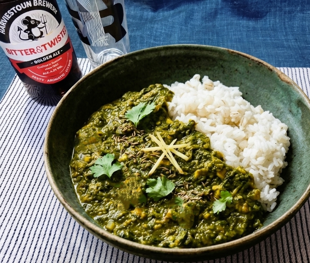 クールでマイルドな味わい！青梗菜と水菜のサグカレー