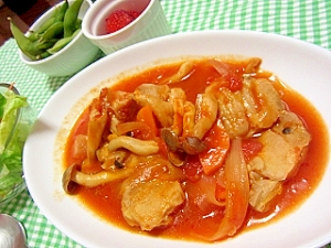 新玉ねぎと鶏肉のトマト煮