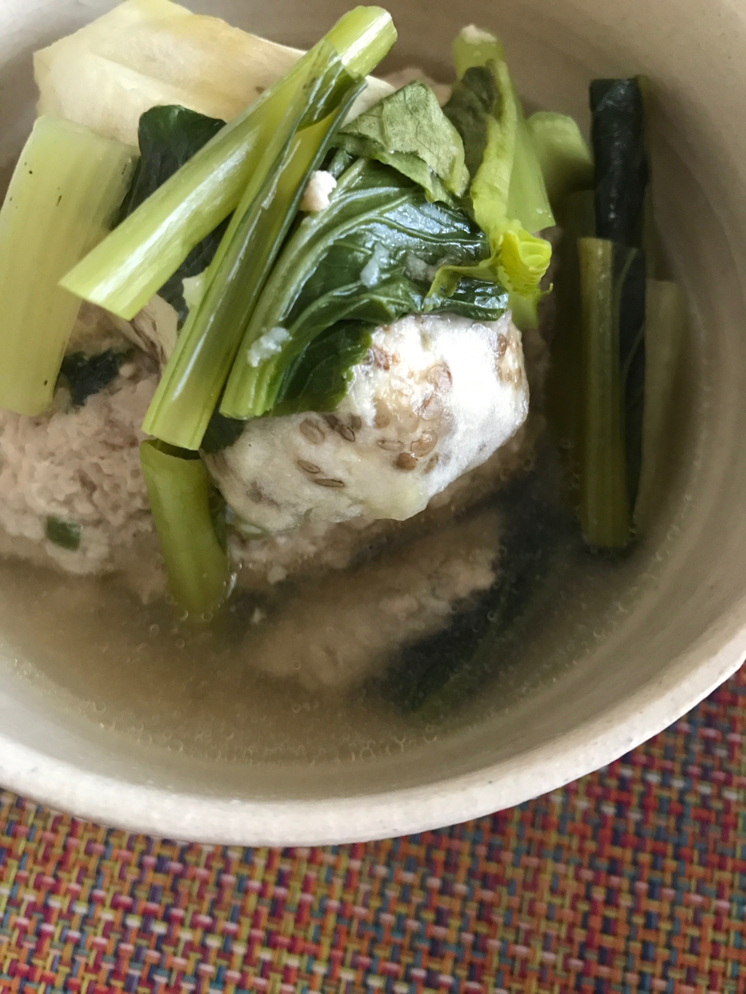 鶏団子と小松菜スープ
