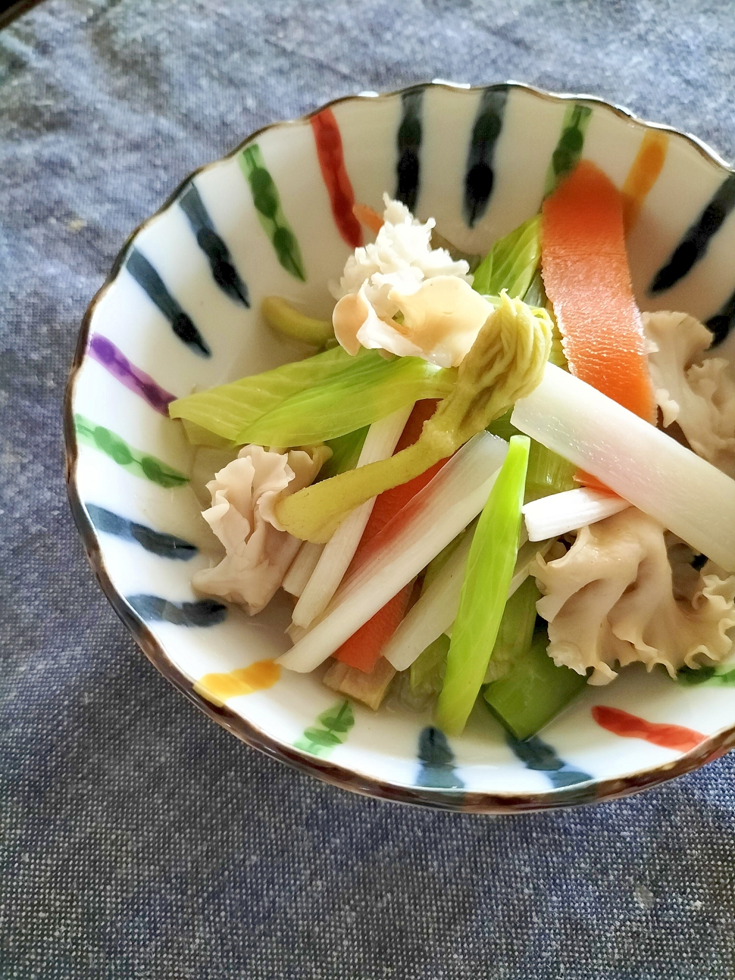 春の小鉢♩うどとうるいのハナビラタケ小鉢