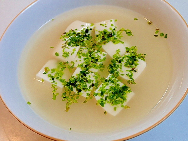 白だし＆米酢で❤豆腐とオートミールの即席スープ❤
