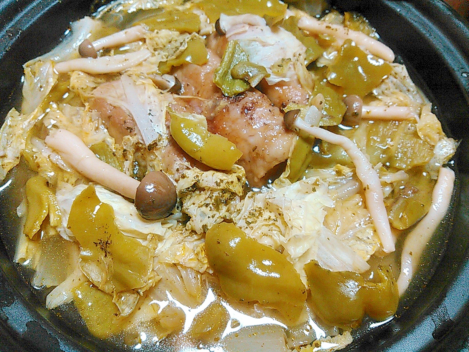 ししとう白菜しめじ肉巻蒸し