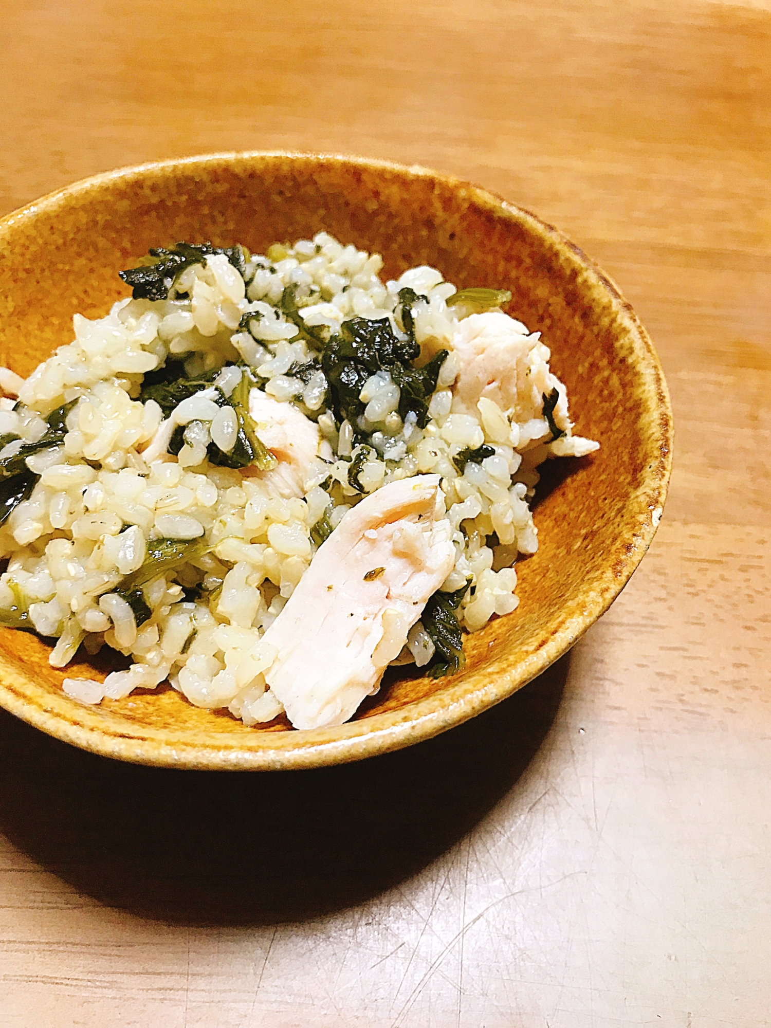 しっとりチキンとほうれん草の炊き込みご飯