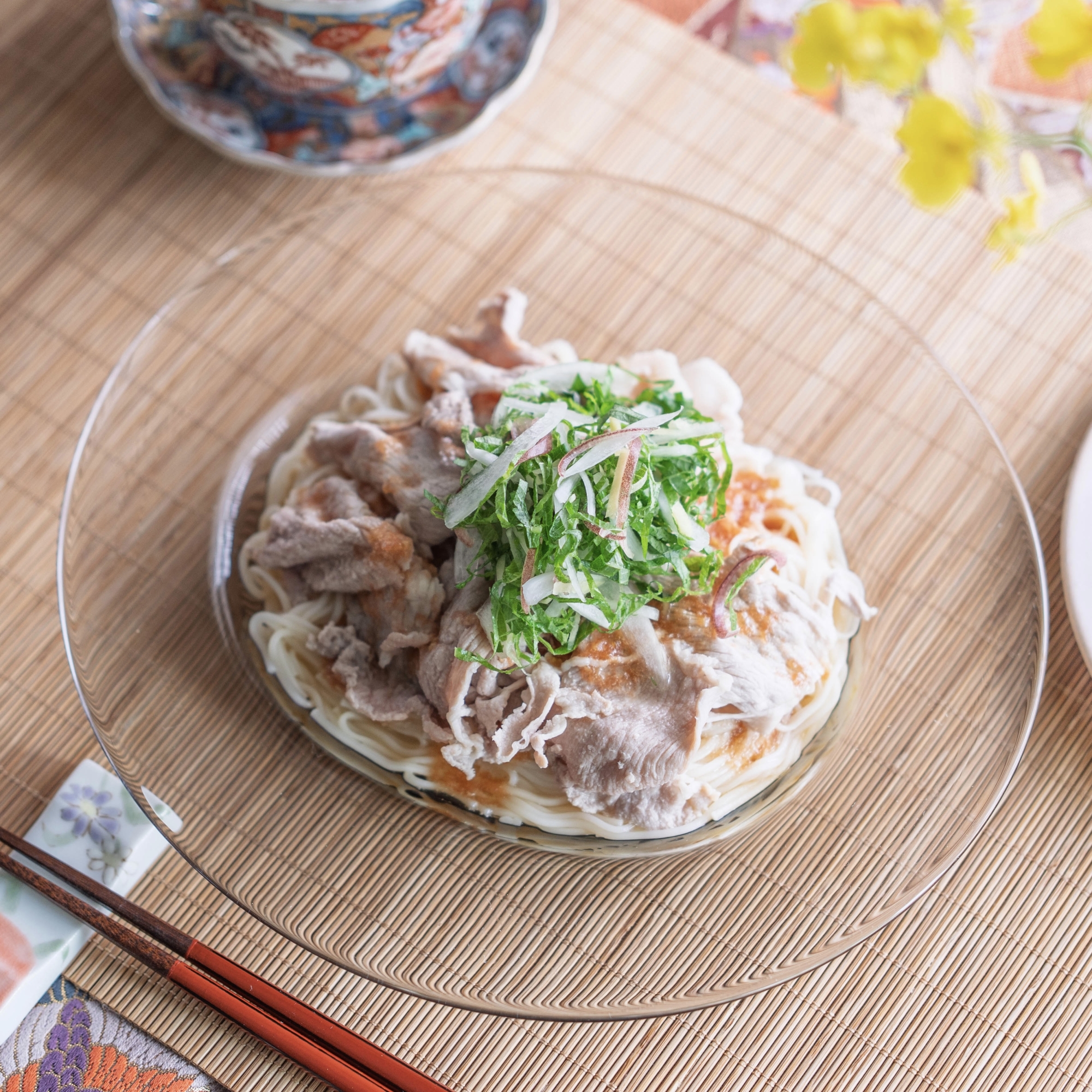 トマトつゆの豚しゃぶそうめん【和食・主食】