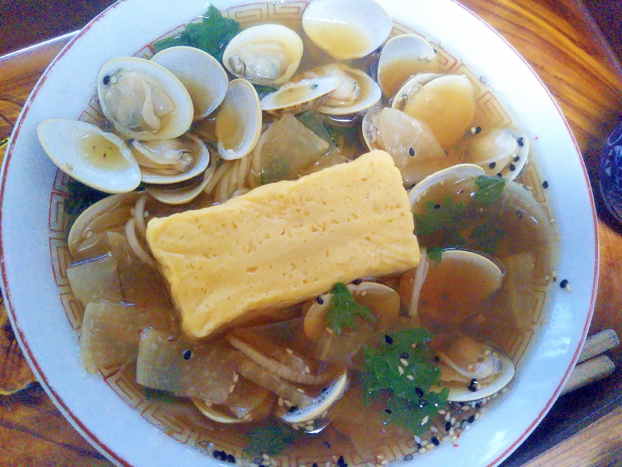 ♡あさりラーメン♡卵焼きトッピング