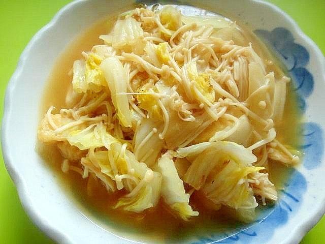 白菜とえのき油揚げの蒸し煮