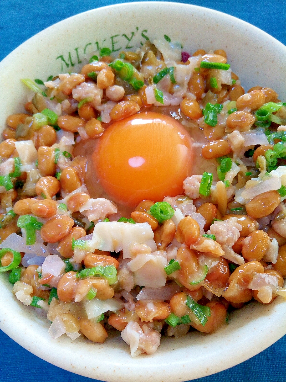 納豆の食べ方-生玉子＆シュウマイ♪