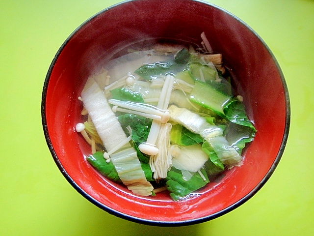 白菜と小松菜えのきの醬油汁