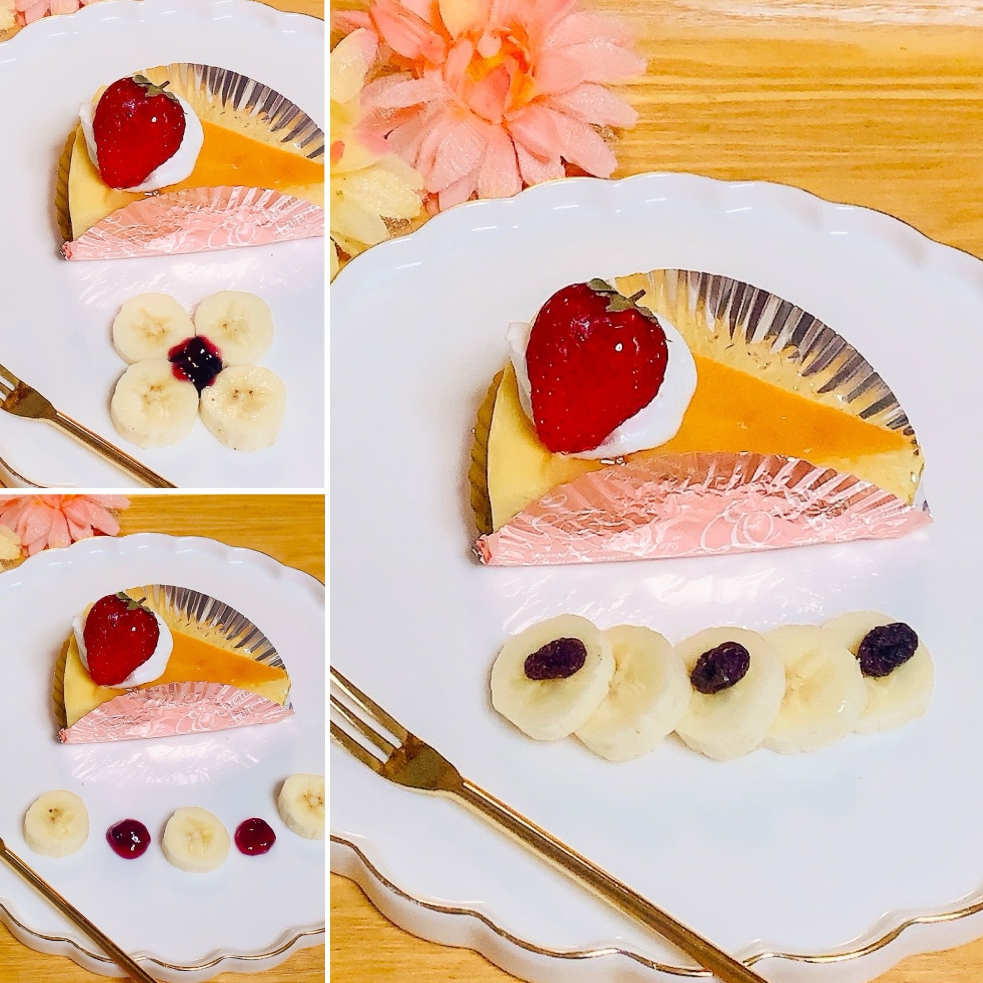 ケーキの盛り付け3種（バナナ＋α）✧˖°