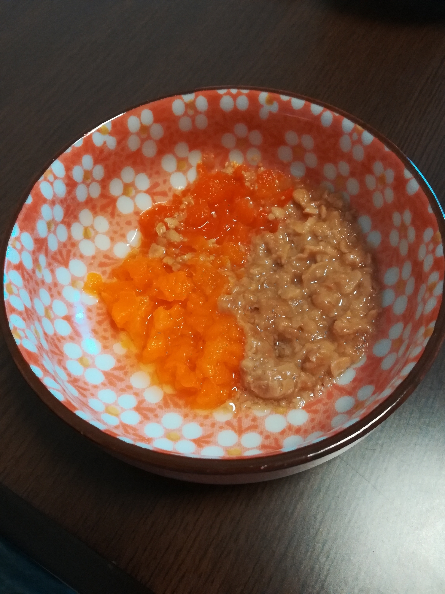 離乳食中期★煮汁まで美味しい納豆とパプリカにんじん