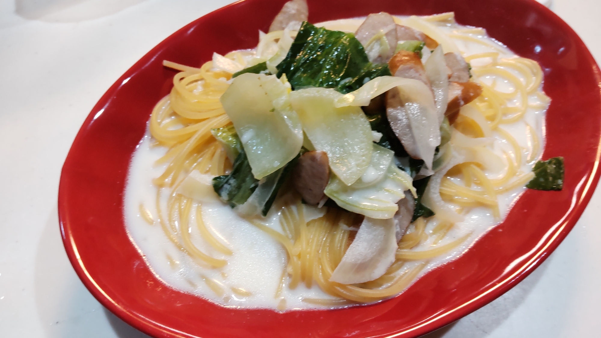 簡単！チンゲン菜のクリームパスタ