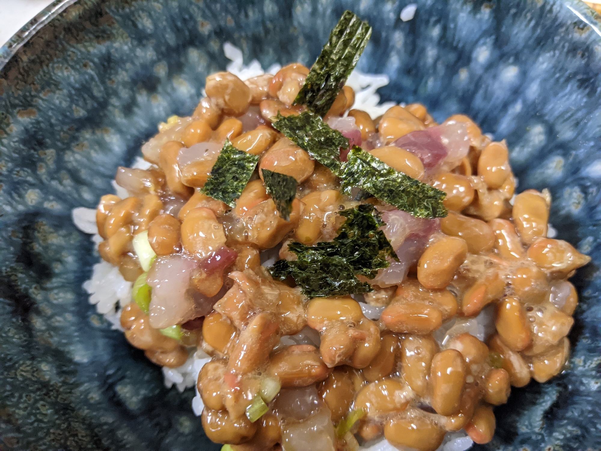 鯵のたたき入り納豆ご飯