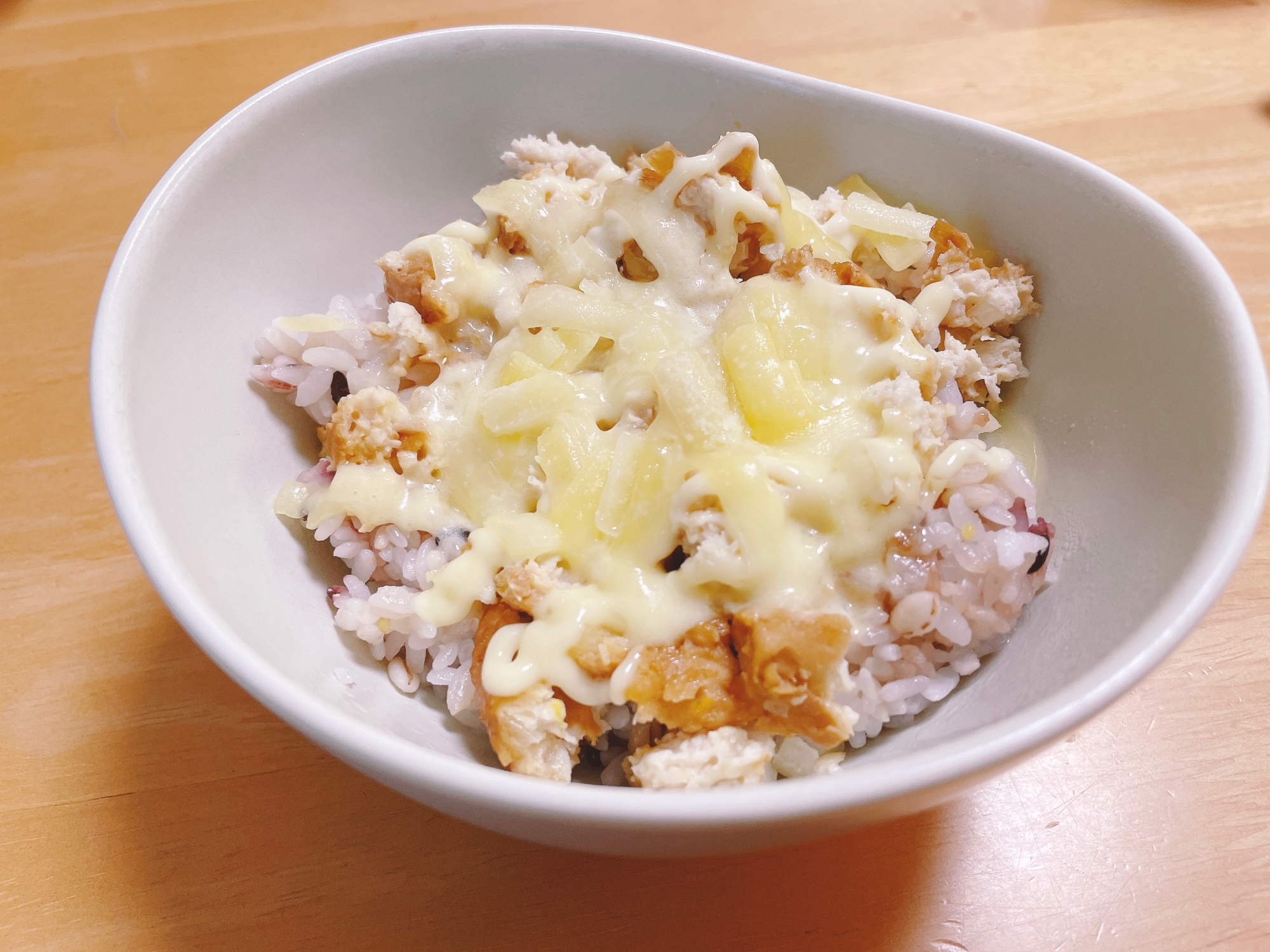 余ったつくねで☆マヨチーズ丼