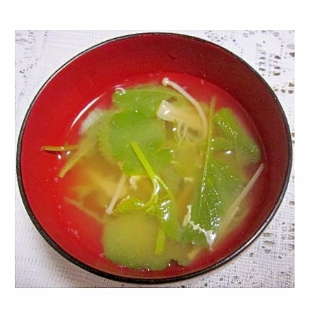 ラディッシュの葉とえのきの味噌汁