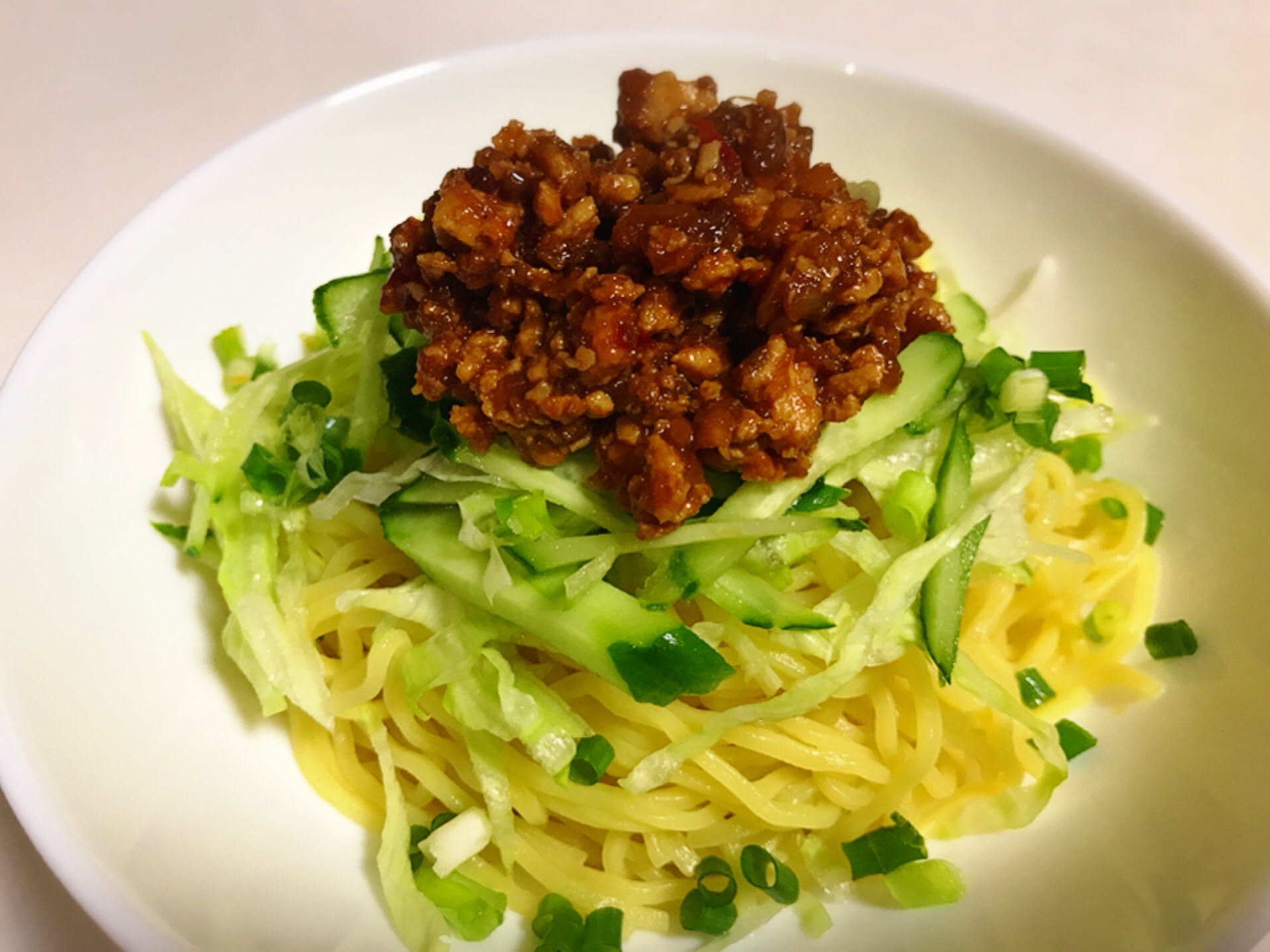 鶏ひき肉で！旨辛肉味噌 冷やし麺