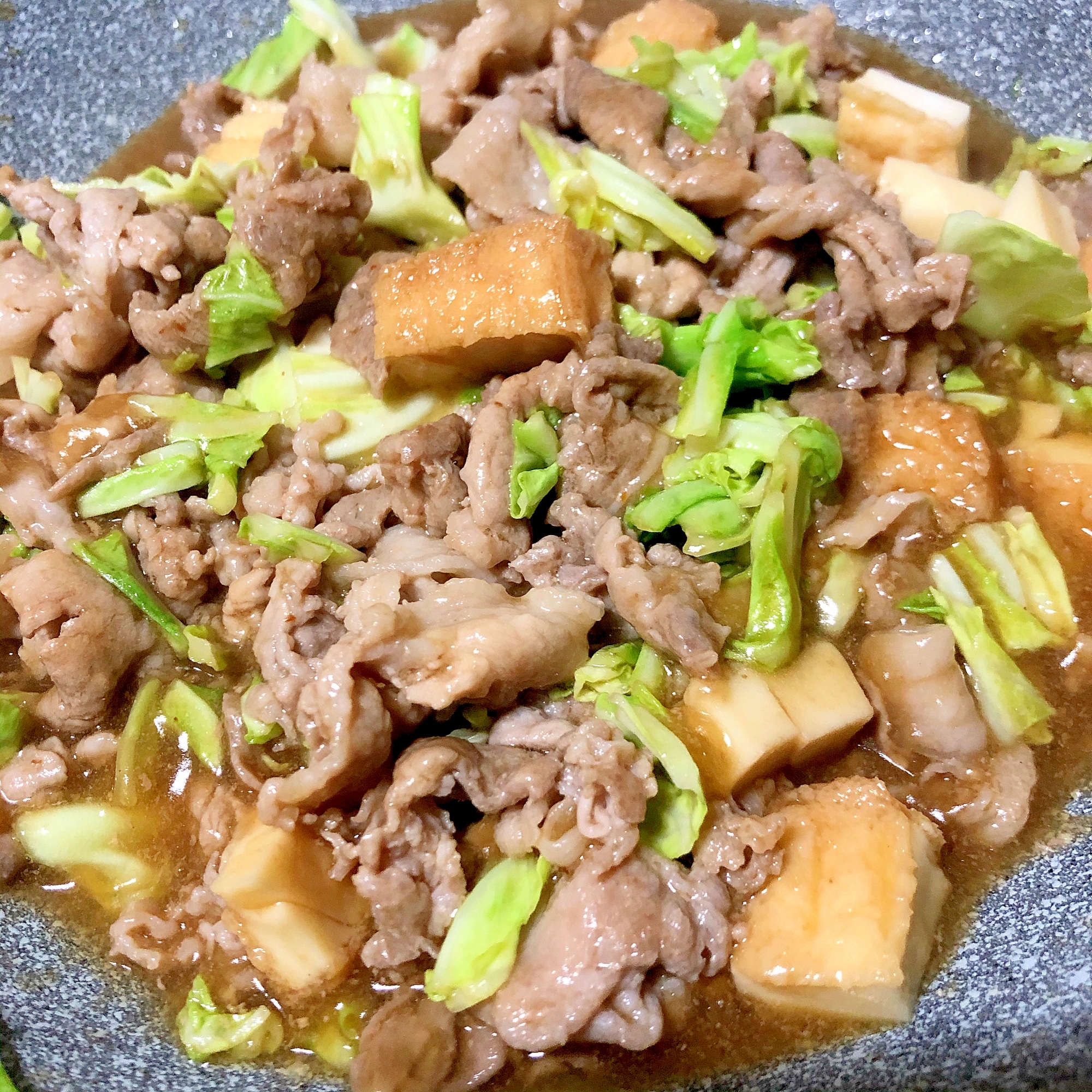 キャベツと厚揚げと豚肉炒め