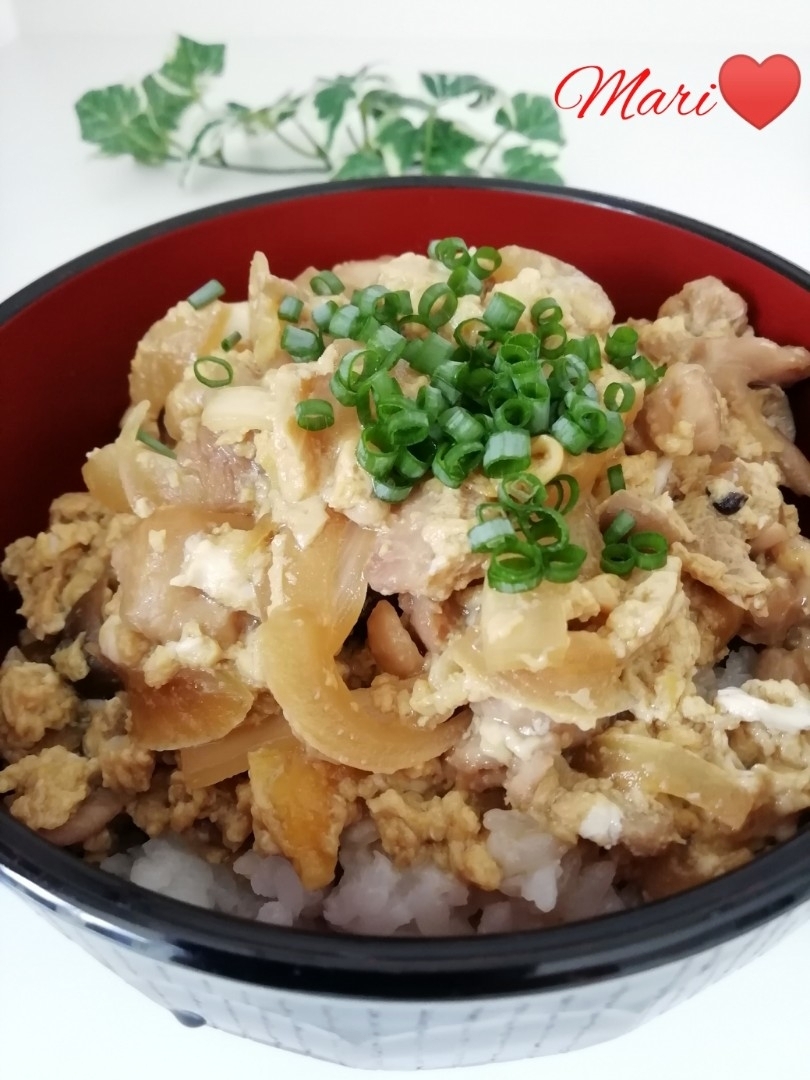 レンジで簡単♪しめじ入り♡親子丼