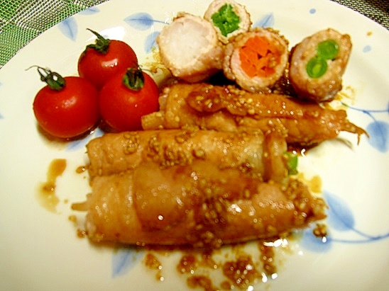 豚肉の野菜ロール巻き焼き