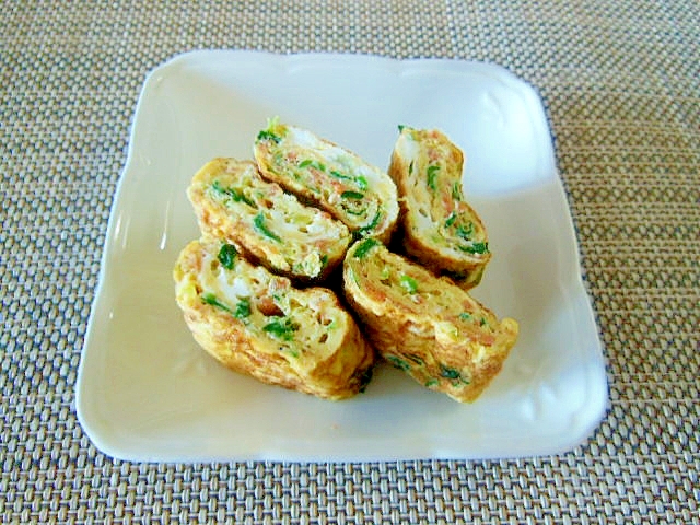 素干しえびとニラと長ネギの卵焼き♪