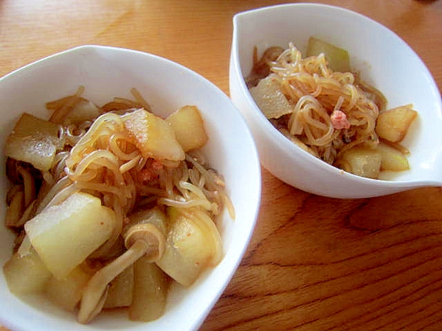 瓜とシメジと鱈子味醂醤油煮