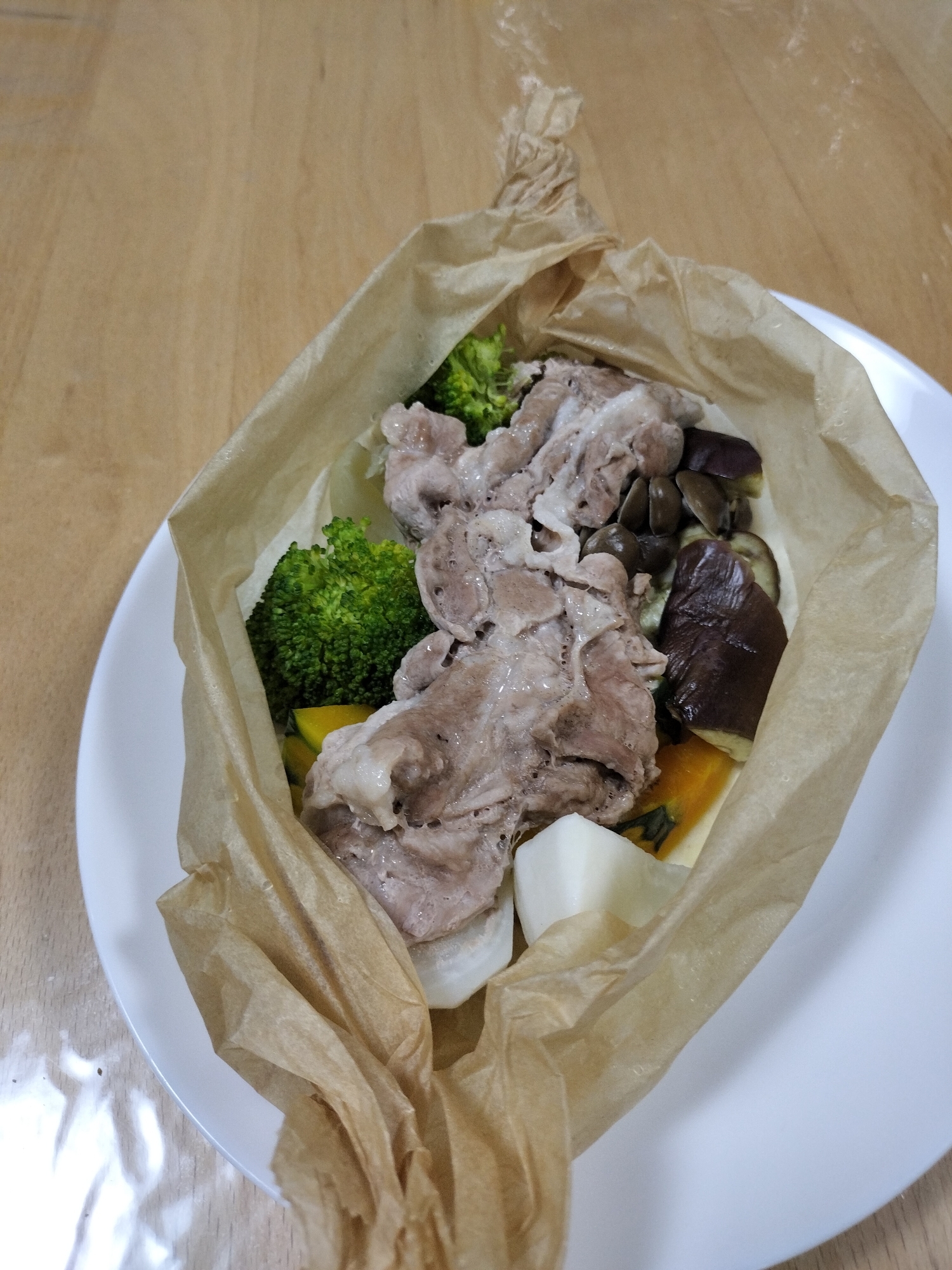 豚肉と野菜の簡単包み蒸し料理