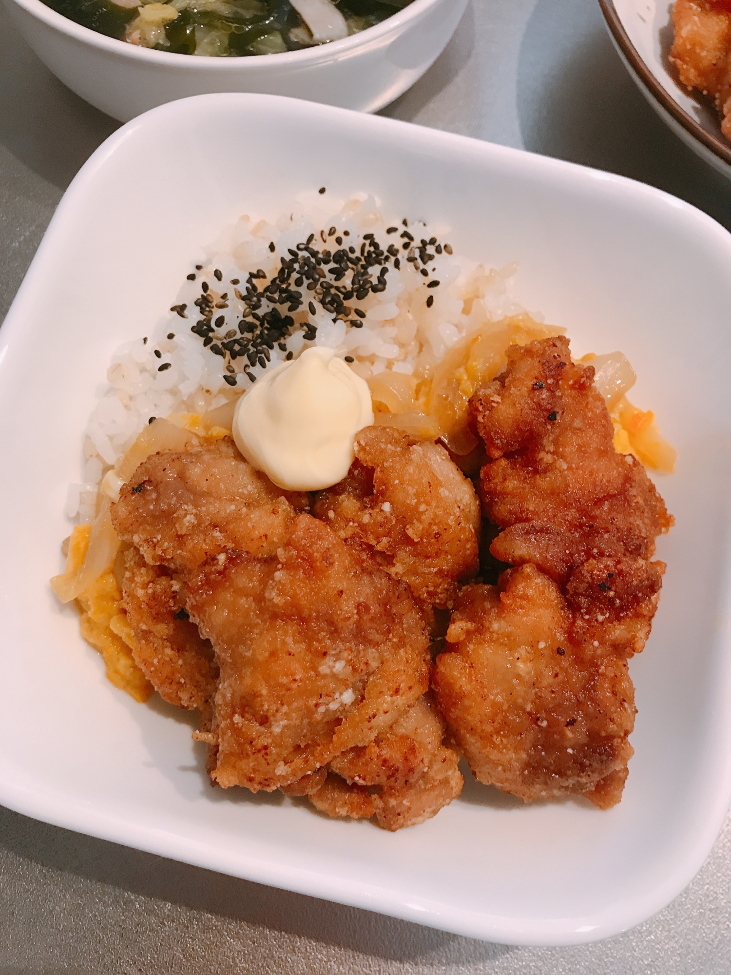 新玉ねぎ唐揚げ丼♪