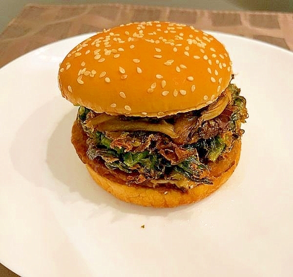 春菊かき揚げまいたけバーガー