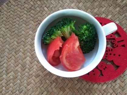 朝食に頂きました～♪
卵なくて寂しい彩り(*｀･ω･)ゞね
トマトもブロッコリーも栄養
バッチリ美味しかったです♪