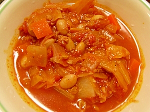 ひき肉と大豆のトマトスープ