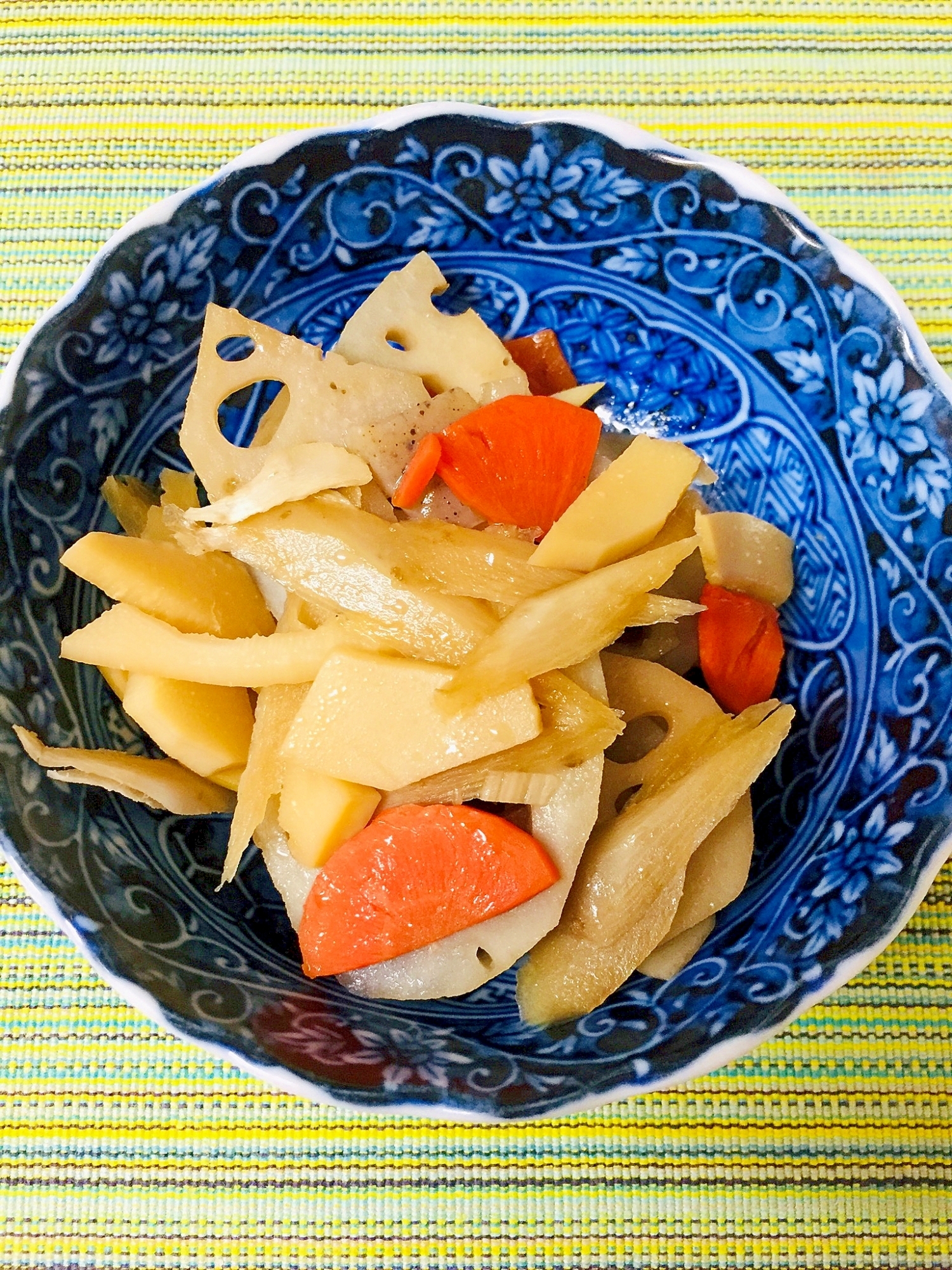 たけのこと根菜とこんにゃくのきんぴら炒め