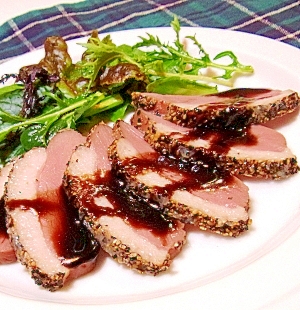 合鴨のスモーク~バルサミコソース