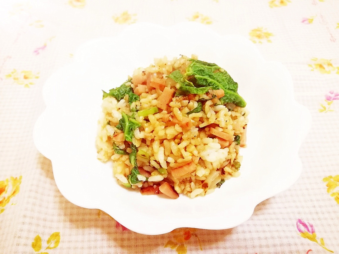 かつお菜と魚肉ハムの炒飯