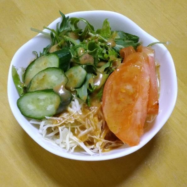 キャベツとトマトと胡瓜と水菜のサラダ