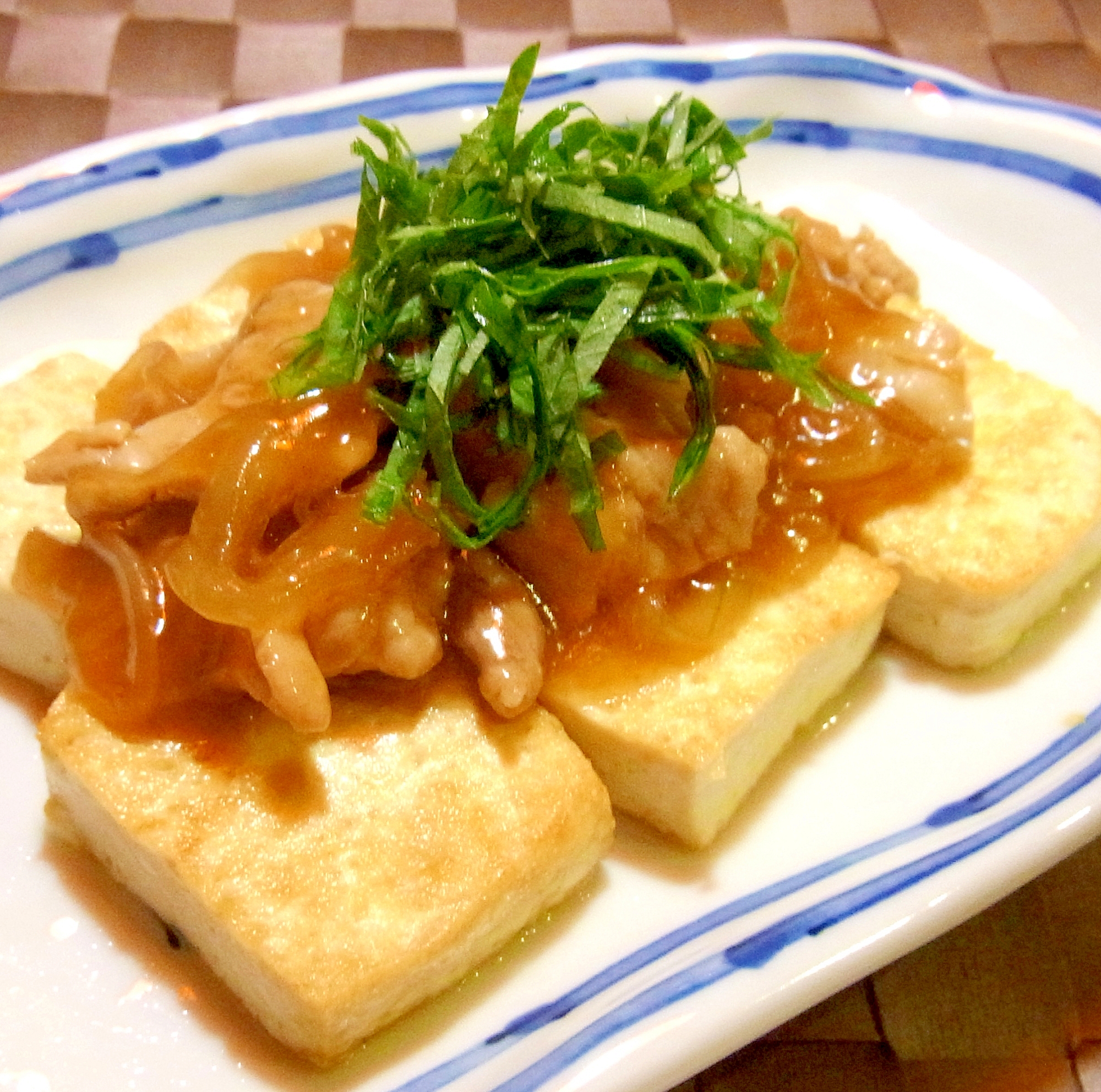 豆腐ソテー　豚肉あんかけ