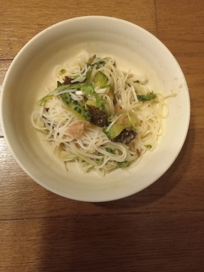 ６分！？そら豆&明太子❤レモン出汁の冷や麦♪