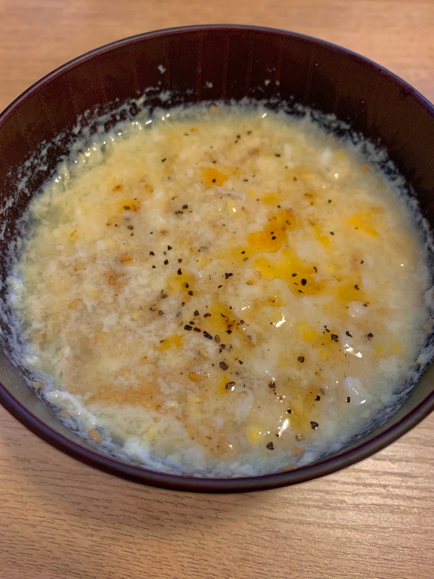 レンジで簡単！卵と調味料だけ！卵のふわとろスープ