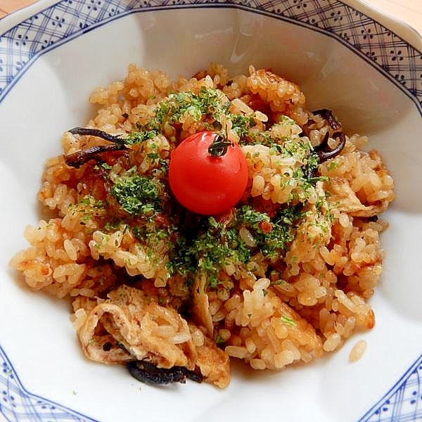 ５分で戻せる❤油揚げとヒジキの田舎風炊き込みご飯♪