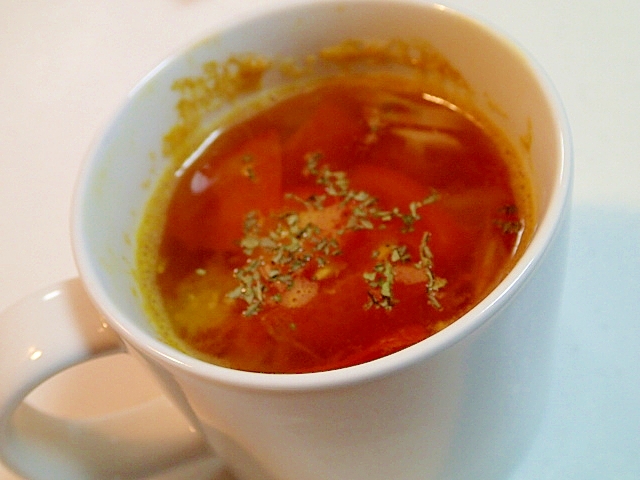 レンジで　トマトとセロリのコンソメスープ