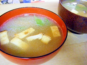 インゲン、椎茸、油揚げのお味噌汁