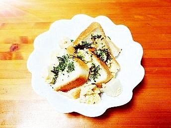 青さ風味♪高野豆腐の卵スープ添え和風トースト