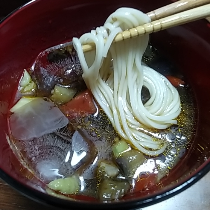 ナスとトマトのそうめんつゆ