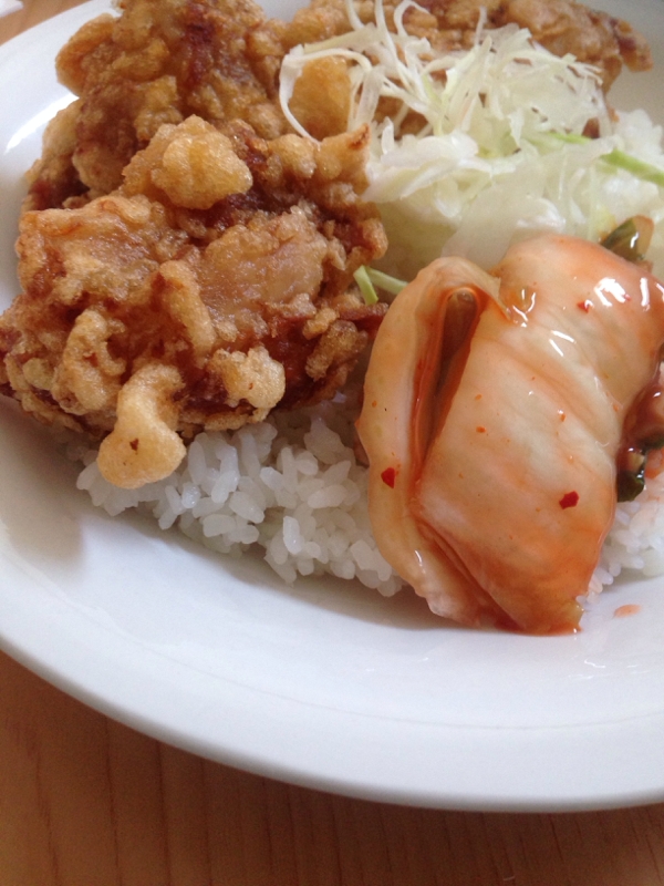 旦那さん大喜び☆唐揚げ&キムチ丼(*^^*)