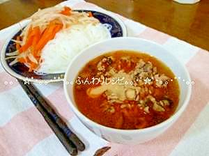 ビーフンで坦々麺風つけ麺（小麦アレルギーでも）