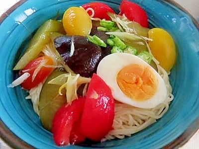 収穫遅れの育ちすぎキュウリで冷や汁うどん