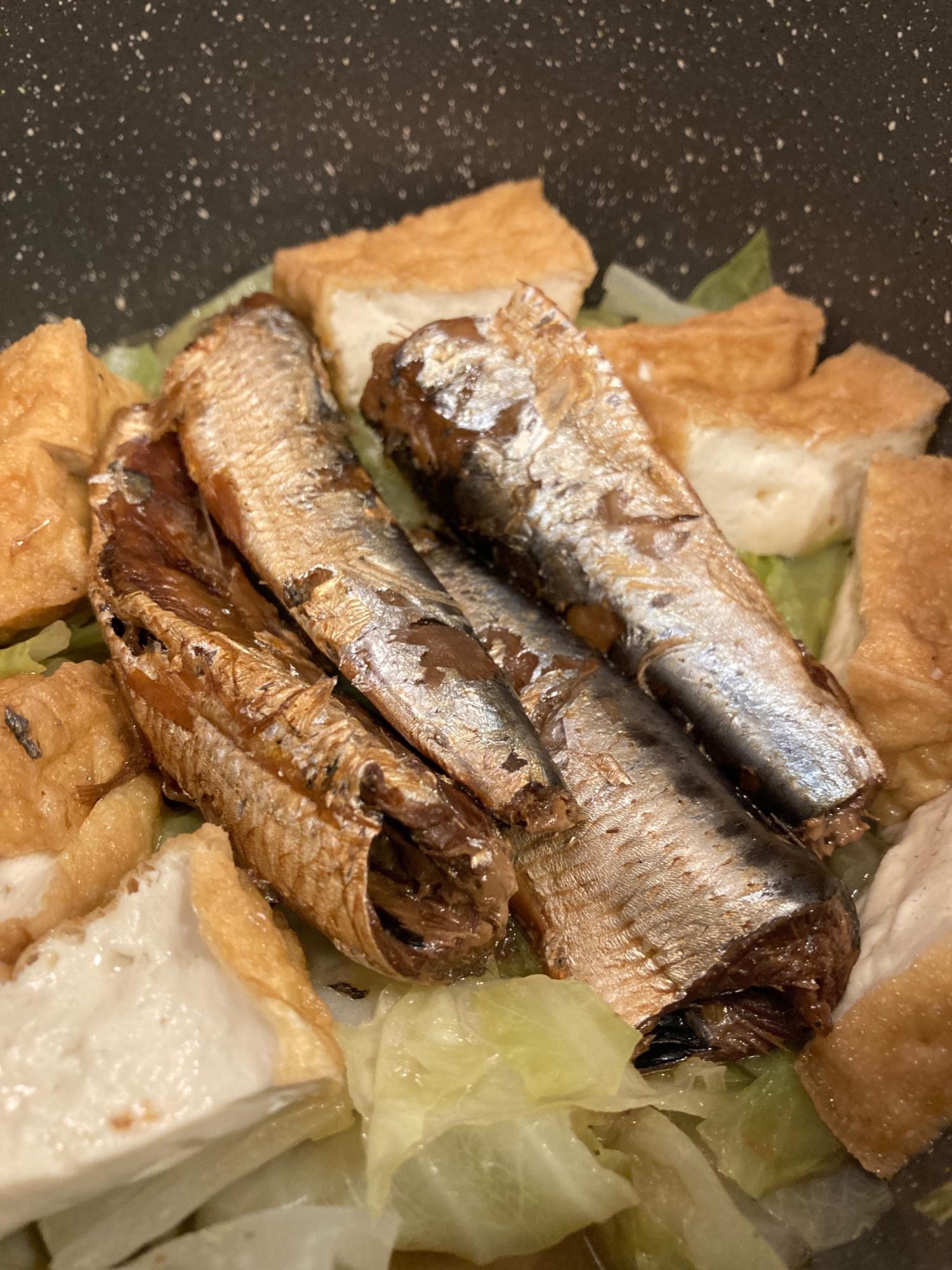 イワシ缶de厚揚げとキャベツの蒸し煮 レシピ 作り方 By Jiru 楽天レシピ