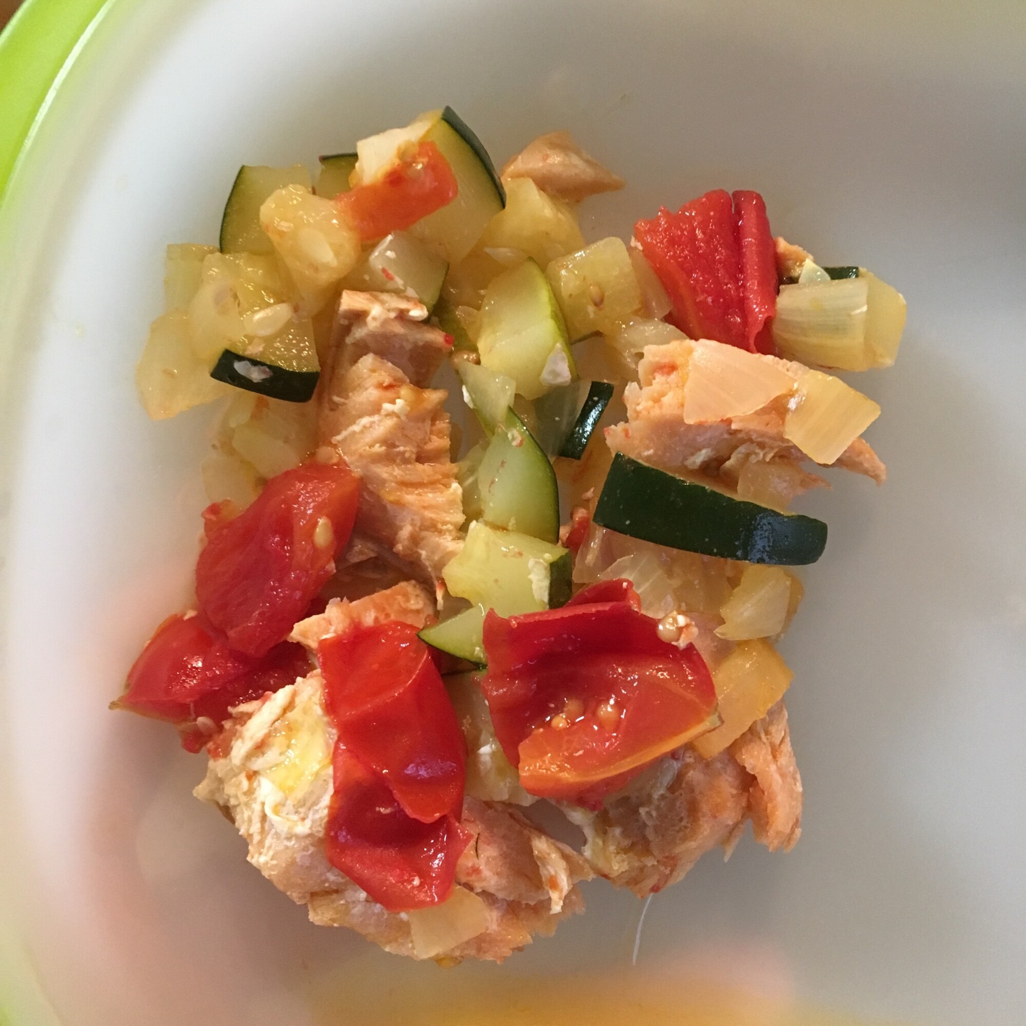 離乳食完了期 鮭とズッキーニのソテー 炒め煮 レシピ 作り方 By かぞくのごはん 楽天レシピ